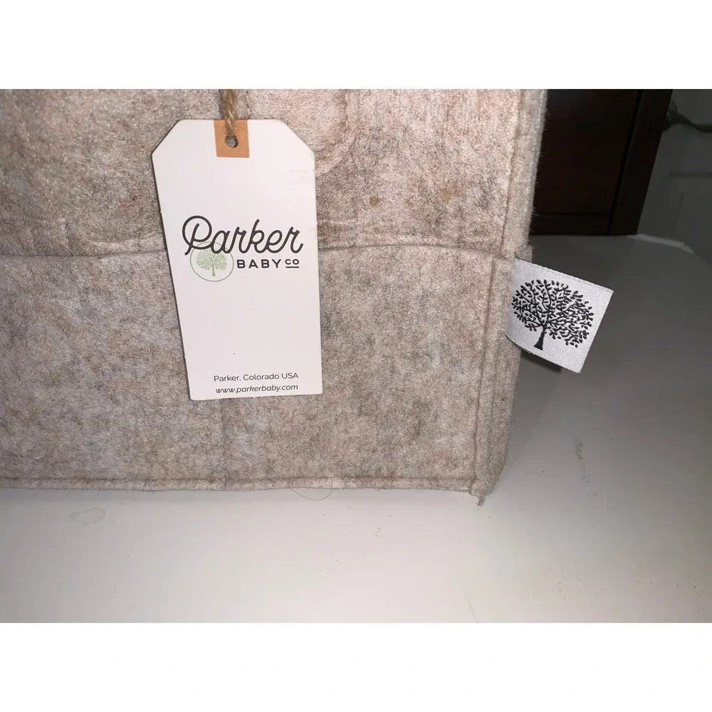 NWT Parker Baby Co Felt Diaper Caddy Oatmeal Heather Gray Nursery Organizer